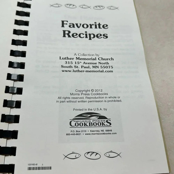 *Final Price* Luther Memorial Church Favorite Recipes - spiral bound book - Picture 2 of 6